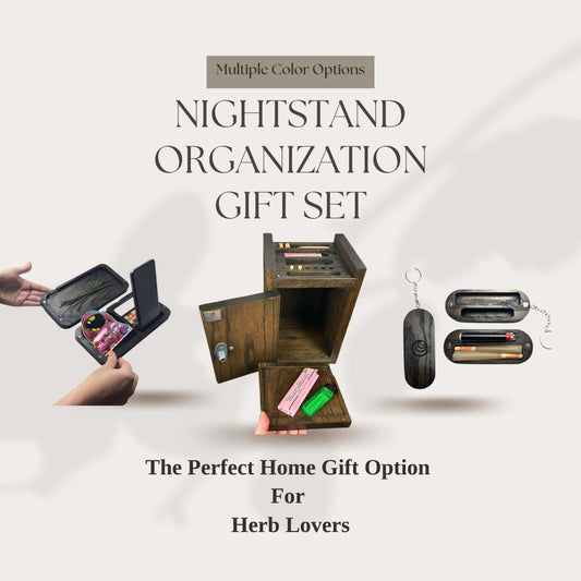 Nightstand organization gift set with multiple color options on a white background