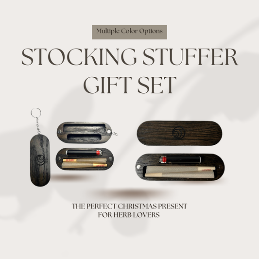 Stocking stuffer gift set with multiple color options on a light gray background