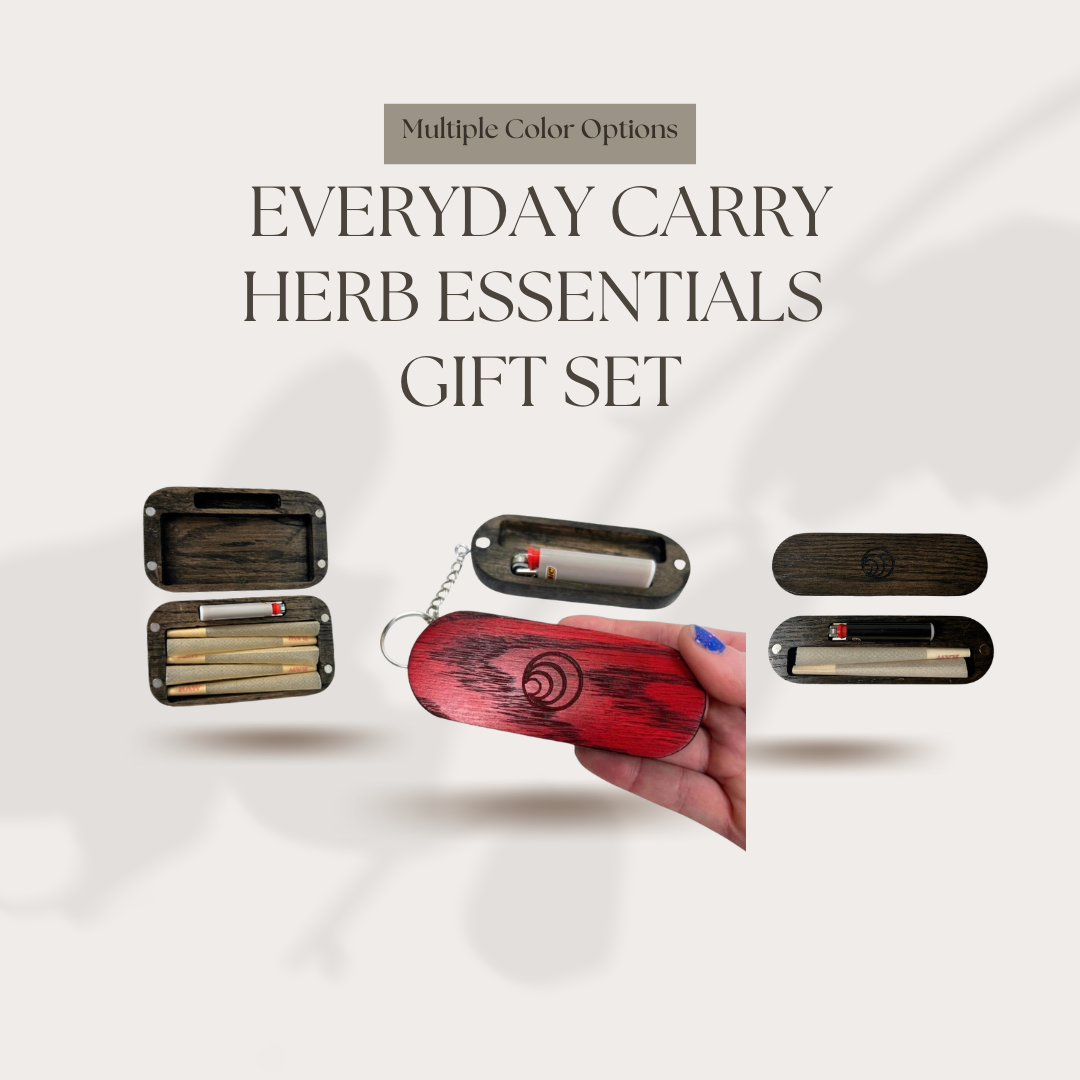 Everyday carry herb essentials gift set with multiple color options on a white background