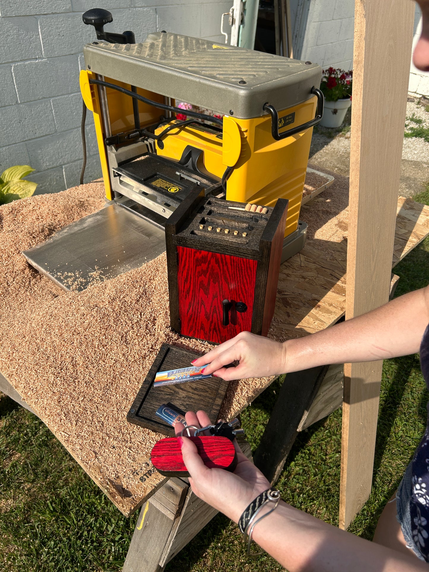 Small Red Stash Box Cabinet — Compact Locking Storage