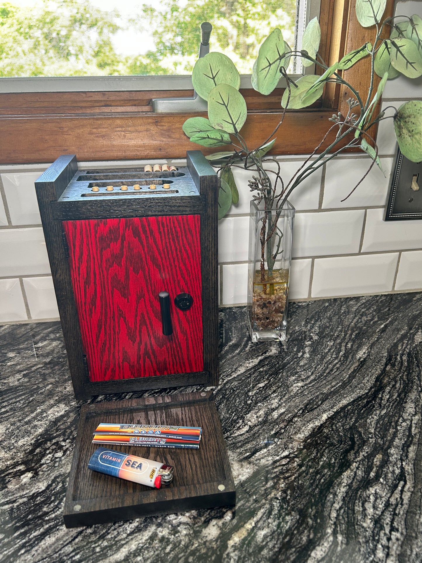 Small Red Stash Box Cabinet — Compact Locking Storage