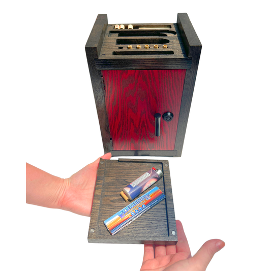Small Red Stash Box Cabinet — Compact Locking Storage
