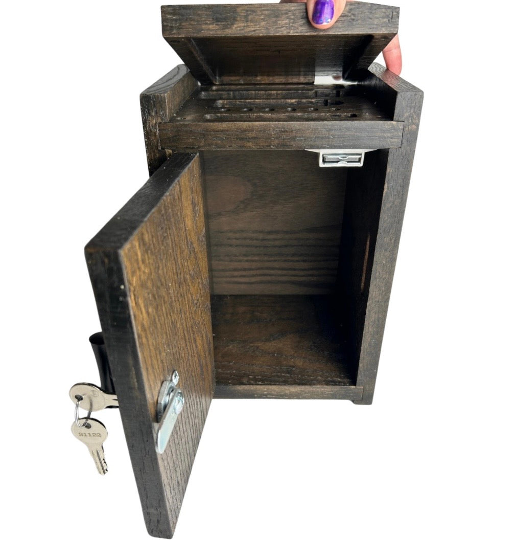     Home organization birthday gift set designed for modern apartments featuring handcrafted lockable cabinets in a warm wood finish.