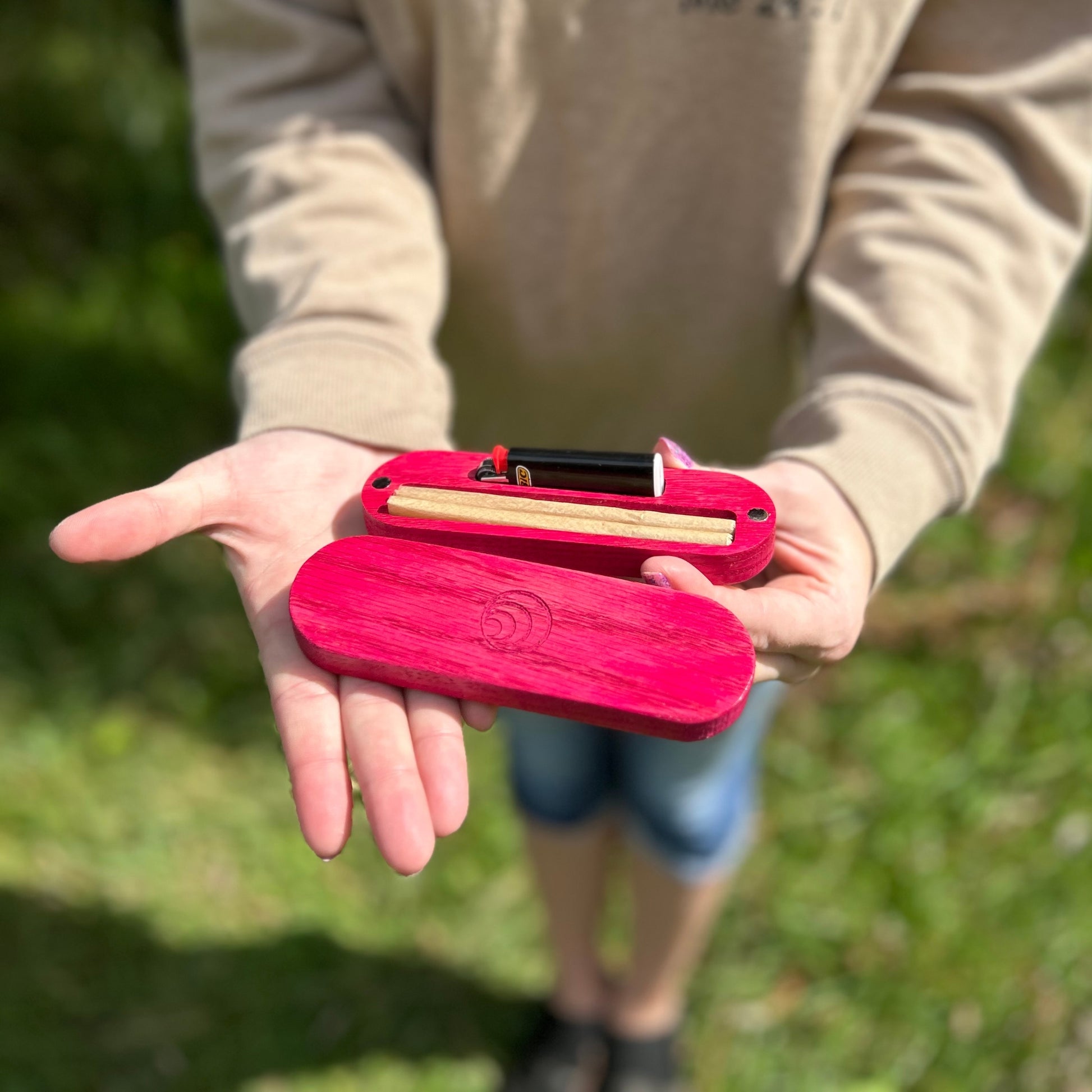 Handcrafted Lighter Case made from solid oak, highlighting quality craftsmanship and long-lasting durability
