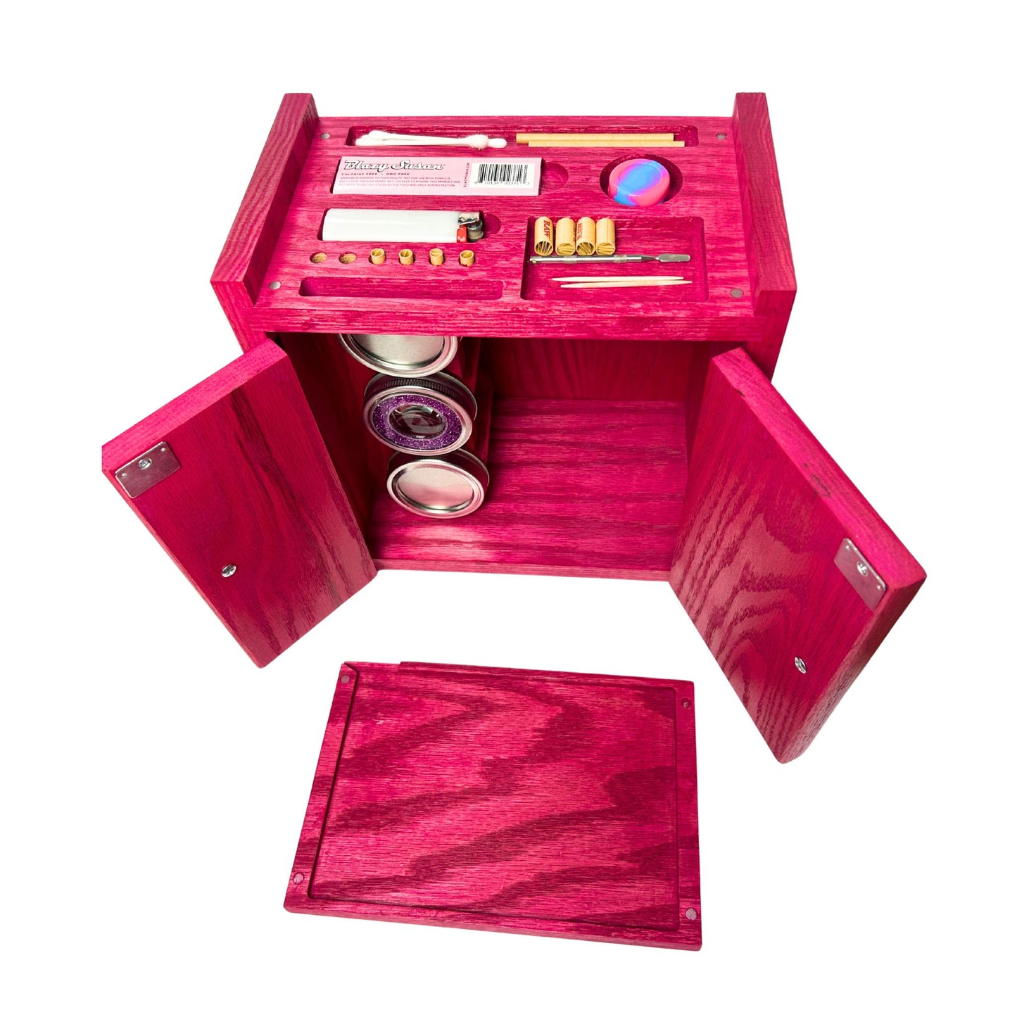 Stash Cabinet Kit | Stash Box with 3 Magnifying Jars + LED Light