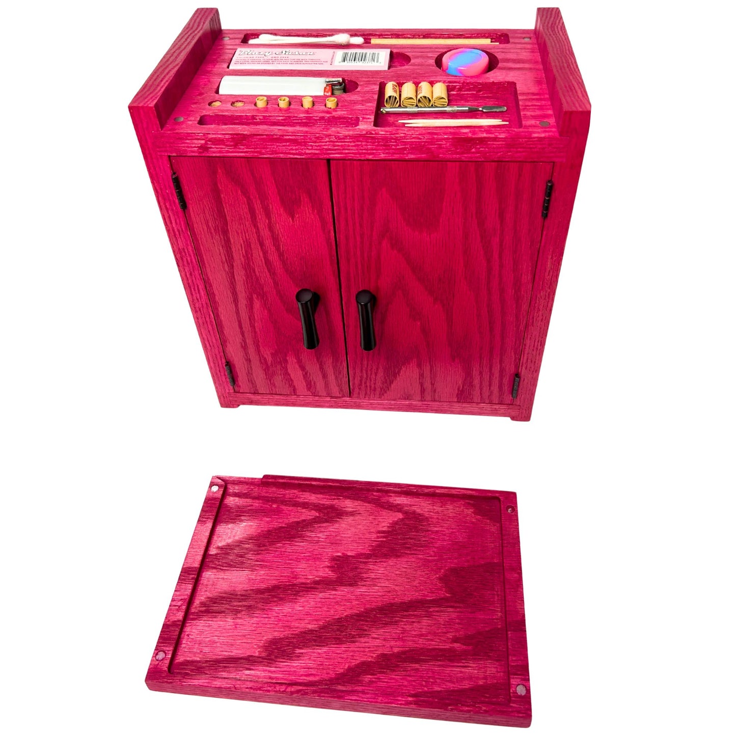 Stash Cabinet Kit | Stash Box with 3 Magnifying Jars + LED Light