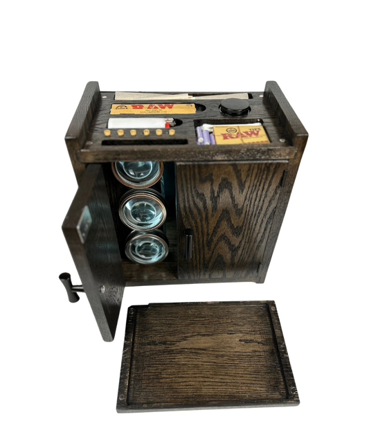Stash Box Cabinet | Magnifying Jars, Motion Light, Lock Option | Made in USA