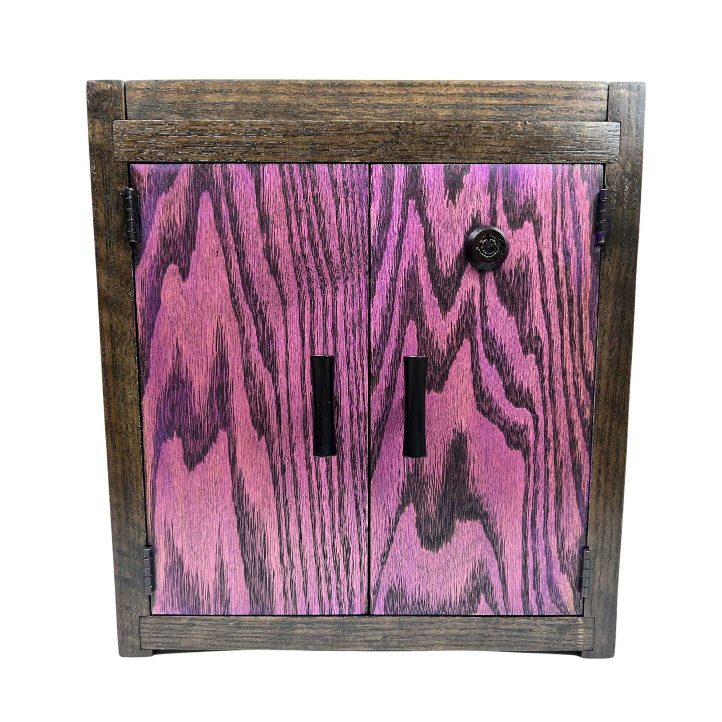 Stylish Wood Box cabinet featuring a two-tone blue and black exterior, designed for organized and discreet storage.
