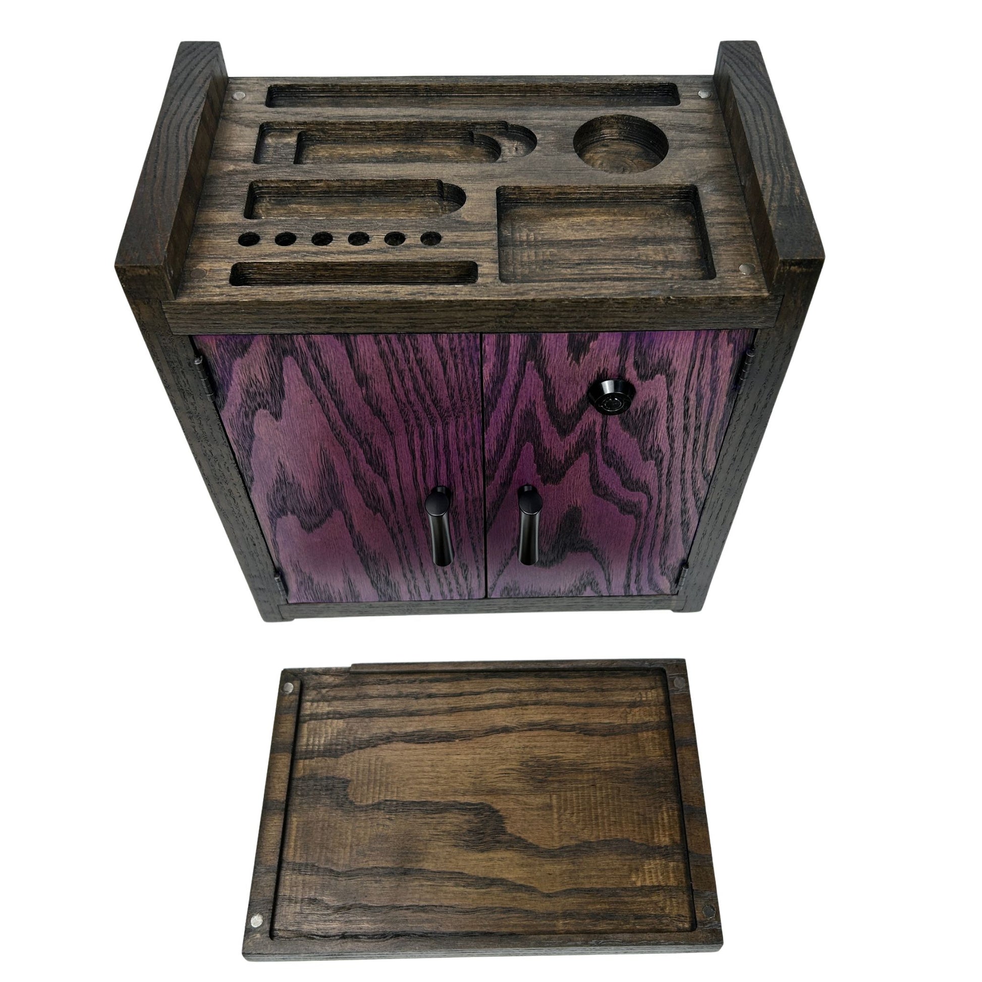 Compact Wood Box placed on a shelf, showcasing its rich color finish and handcrafted quality.