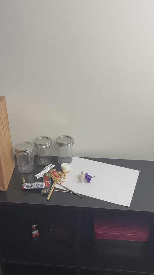 Ultimate Wood Stash Box Kit for Herb Storage – 3 Mason Jars Included