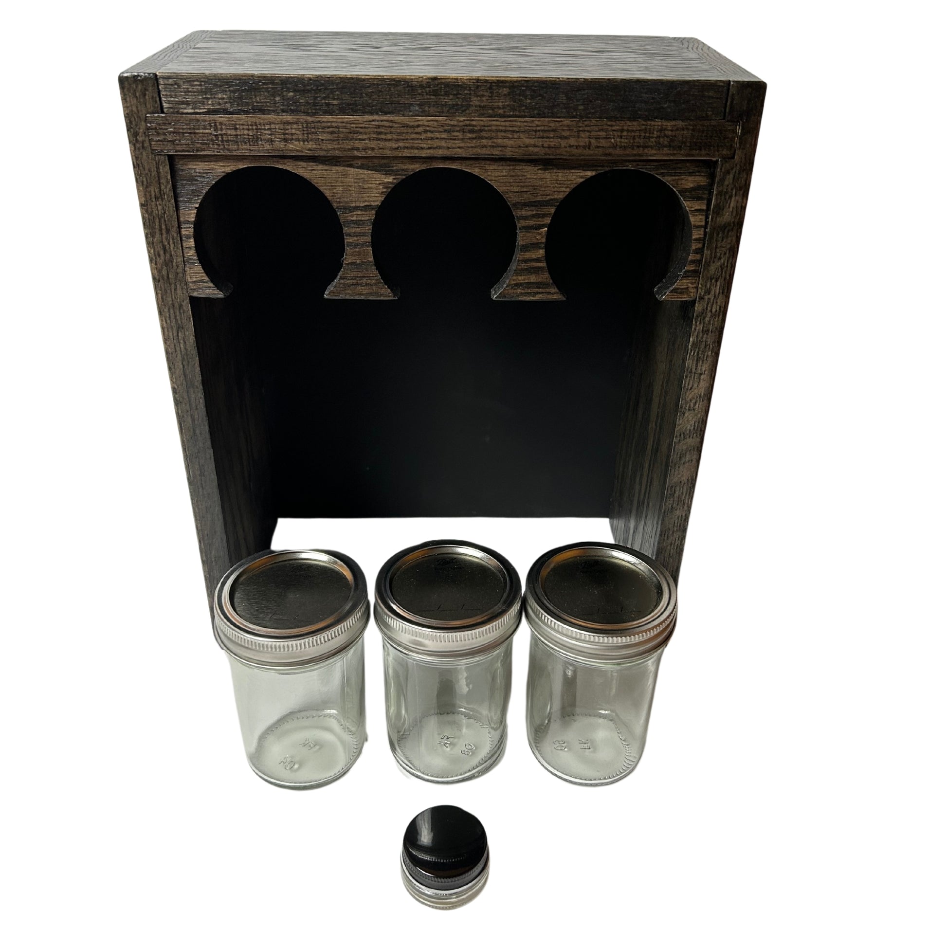 Oak Un Stash Box keeping tobacco, herb, pre-rolls, and tools organized with hidden storage compartments.